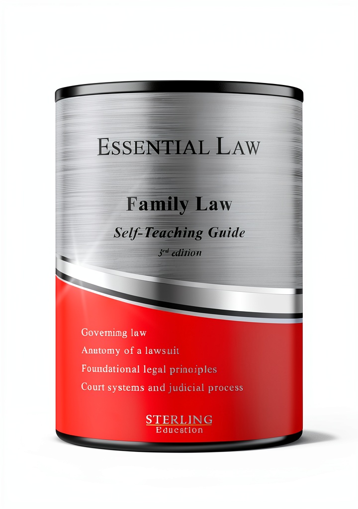 Installing Family Law Guide: Self‑Teaching Book for Marriage by Sterling on a wooden desk
