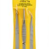 Precision ESD Tweezers Set 3pcs Stainless Steel Curved 1.5mm-8
