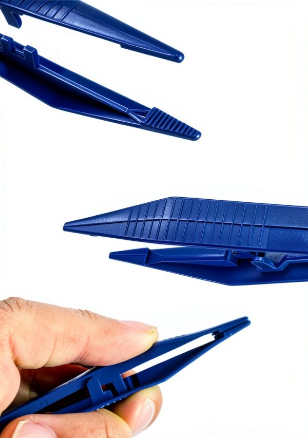 Disposable Tweezers AccEncyc 30 Pack Blue 5 Inch Plastic Lab Tweezers-1