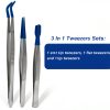 Curved Tweezers OSVJE 3-Pack Bent PVC Tip Stainless Steel for Jewelry-3