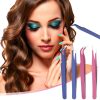 Prasacco 4 Pcs Straight & Curved Stainless Steel Tweezers Pink Purple-2