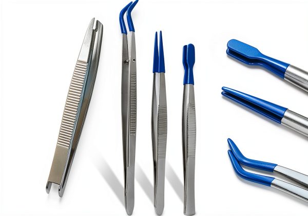 Curved Tweezers OSVJE 3-Pack Bent PVC Tip Stainless Steel for Jewelry-2