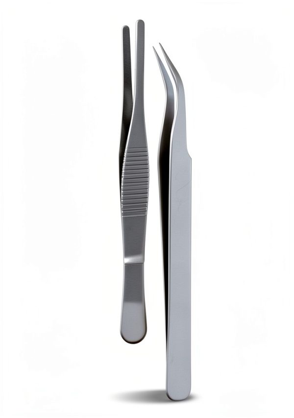 Precision ESD Tweezers Set 3pcs Stainless Steel Curved 1.5mm-4