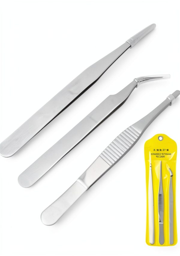 Precision ESD Tweezers Set 3pcs Stainless Steel Curved 1.5mm-0