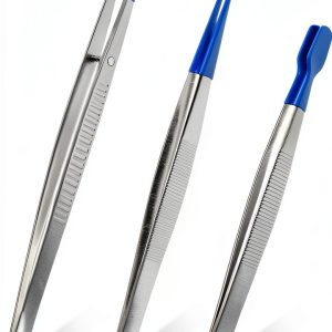 Curved Tweezers OSVJE 3-Pack Bent PVC Tip Stainless Steel for Jewelry-0