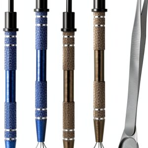4 Claw Pick up Tool Skrfren Lab Tweezers Stainless Steel 5-Piece Set-0