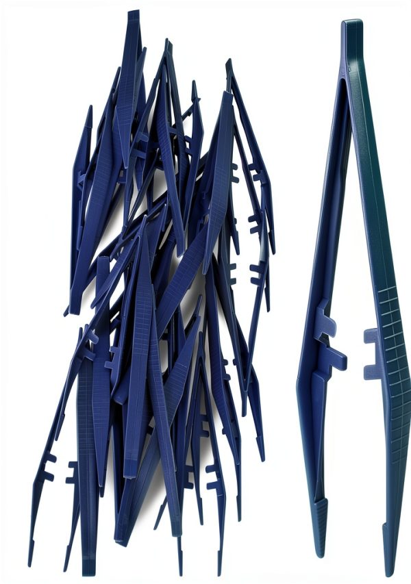 Disposable Tweezers AccEncyc 30 Pack Blue 5 Inch Plastic Lab Tweezers-0