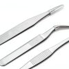 Precision ESD Tweezers Set 3pcs Stainless Steel Curved 1.5mm-2