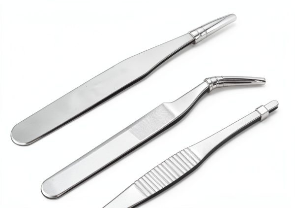Precision ESD Tweezers Set 3pcs Stainless Steel Curved 1.5mm-2