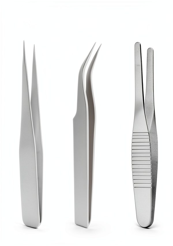 Precision ESD Tweezers Set 3pcs Stainless Steel Curved 1.5mm-1