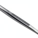 High Precision Stainless Steel Lab Tweezers/Forceps with Straight Broad Strong Point (6 in.)-0