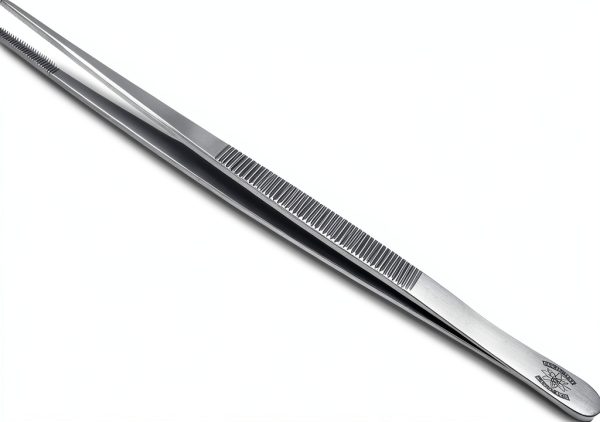 High Precision Stainless Steel Lab Tweezers/Forceps with Straight Broad Strong Point (6 in.)-0