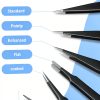 Precision Tweezers 6PCS Set Anti Static Steel for Electronics Lab-1