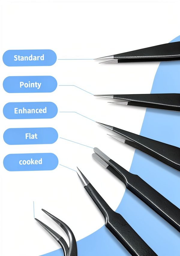 Precision Tweezers 6PCS Set Anti Static Steel for Electronics Lab-1