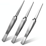 Minatee 3-Piece Reverse Action Tweezers for Jewelry & Lab Use,-0