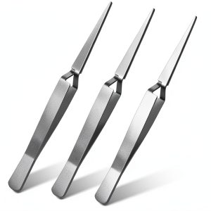 Minatee 3-Piece Reverse Action Tweezers for Jewelry & Lab Use,-0