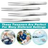 WILLBOND 10 Pcs Stainless Steel Tweezers - Lab Forceps with Serrated-2