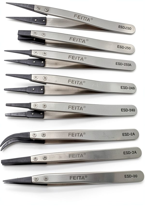 Precision Tweezer Set FEITA Antistatic Replaceable Fiber Tip 8-Piece-0