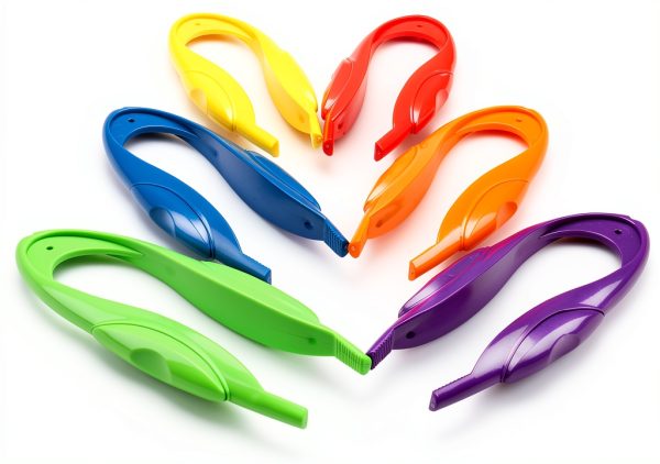 6Pcs Plastic Colorful Easy Grip Rainbow Tweezers for Kids Lab Tools-4