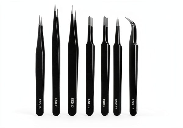 Precision Tweezers 6PCS Set Anti Static Steel for Electronics Lab-3