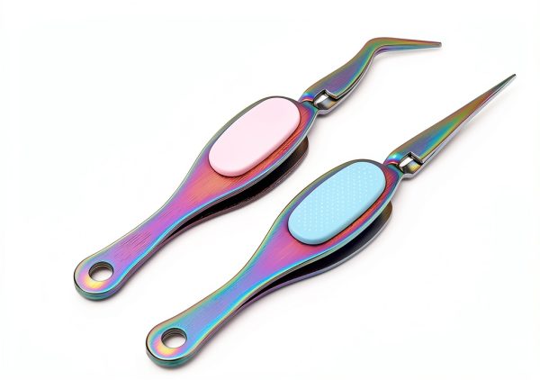 6 Pieces Craft Tweezers Crossing Lock Curved Tweezers Stainless Steel Soft Grip Precision Reverse Grip Fine Tip Tools for DIY Craft, Jewelry, Beading, Electronics, Laboratory Work-5