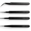 6pcs Precision ESD Tweezers Set, Anti-Static Stainless Steel Tweezers, Non-Magnetic Curved Set, Electronics Kit for Jewelry, Craft, Electronics (1.5mm)-4