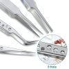 8 Pcs Tweezers Set Stainless Steel Tweezers Forceps with Magnifying Glass Straight Fine Point Forceps Curved Round Flat Tip Tweezers 9 Holes Straight Curved Tip Tweezers for Beauty Craft (Simple)-2