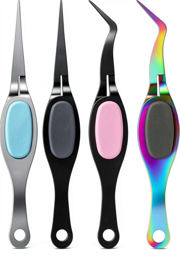 6 Pieces Craft Tweezers Crossing Lock Curved Tweezers Stainless Steel Soft Grip Precision Reverse Grip Fine Tip Tools for DIY Craft, Jewelry, Beading, Electronics, Laboratory Work-0