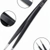 6pcs Precision ESD Tweezers Set, Anti-Static Stainless Steel Tweezers, Non-Magnetic Curved Set, Electronics Kit for Jewelry, Craft, Electronics (1.5mm)-1